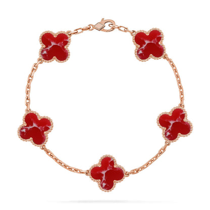 [Rani Jewelry]CLOVER 5 MOTIF RED PATTERN BRACELET COLLECTION