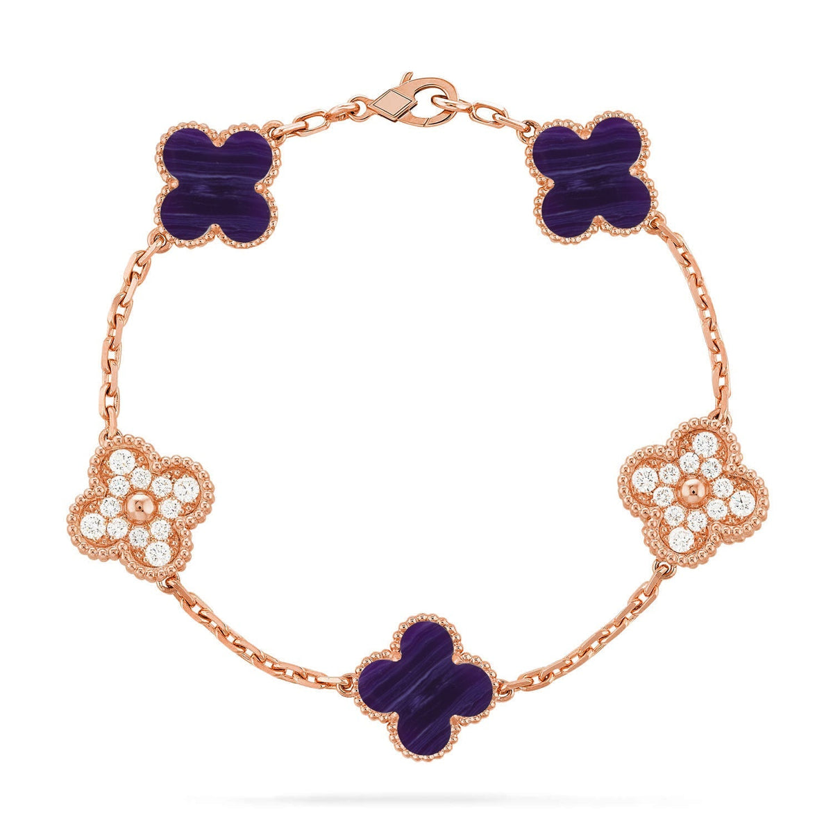 [Rani Jewelry]CLOVER 5 MOTIF PURPLE STRIPES BRACELET COLLECTION