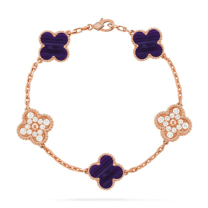 [Rani Jewelry]CLOVER 5 MOTIF PURPLE STRIPES BRACELET COLLECTION