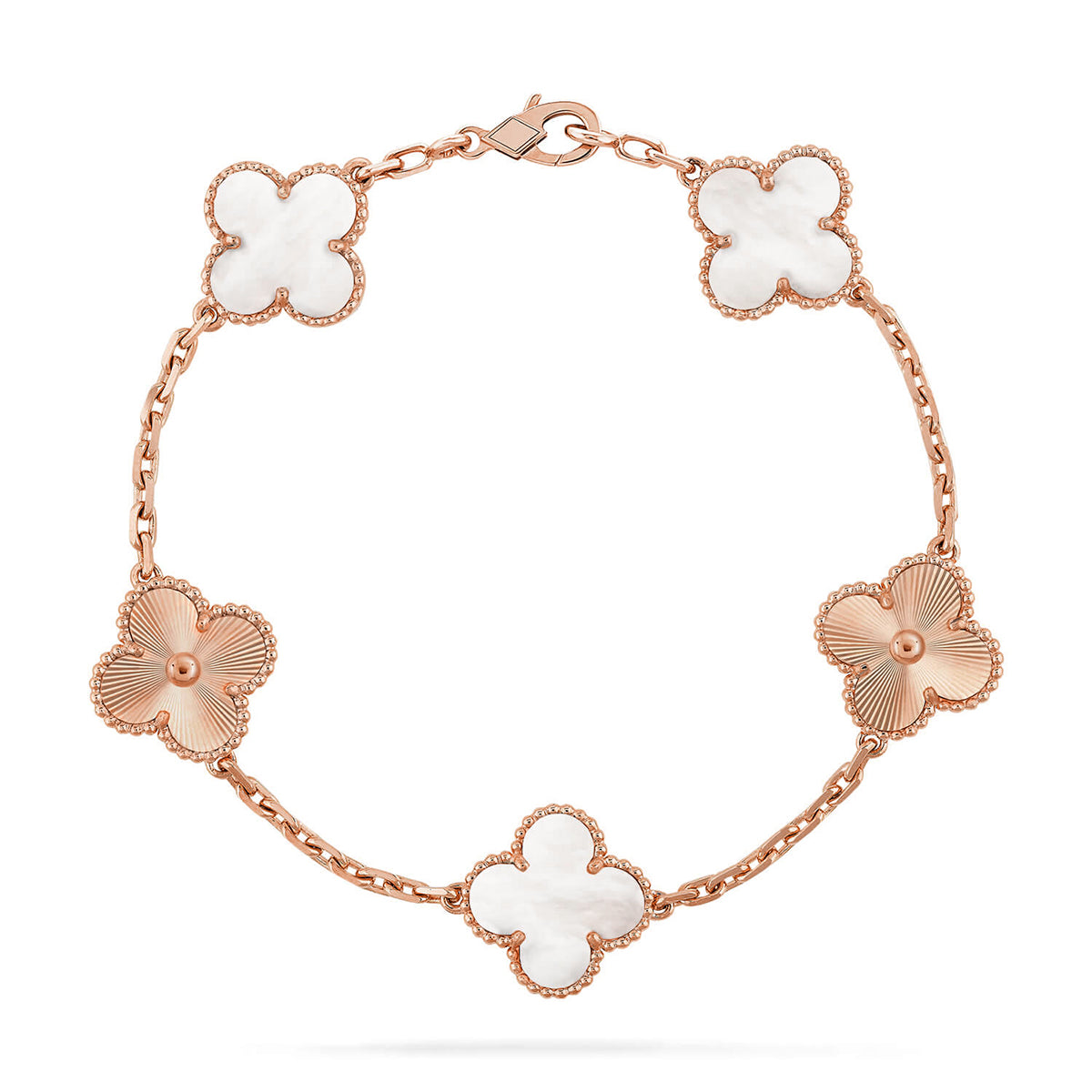 [Rani Jewelry]CLOVER WHITE PEARL MOP 5 MOTIF BRACELET COLLECTION