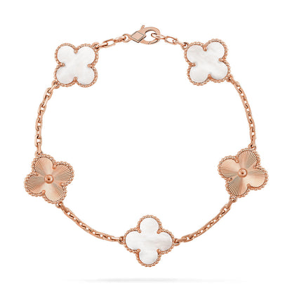[Rani Jewelry]CLOVER WHITE PEARL MOP 5 MOTIF BRACELET COLLECTION