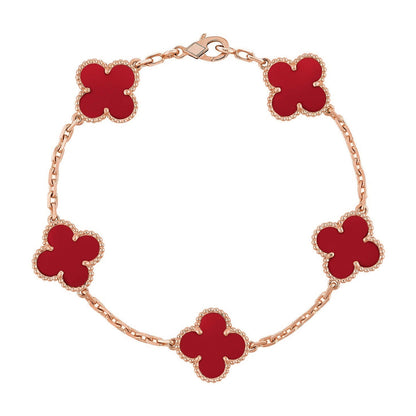 [Rani Jewelry] CLOVER 5 MOTIF RED CORNELIAN BRACELET COLLECTION