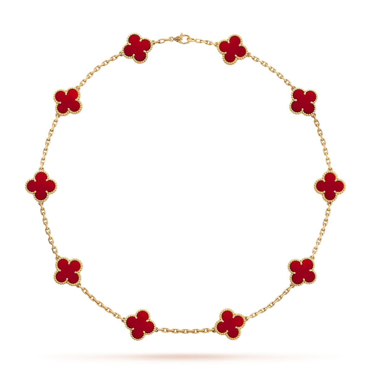 [Rani Jewelry]CLOVER 10 MOTIFS CARNELIAN NECKLACE
