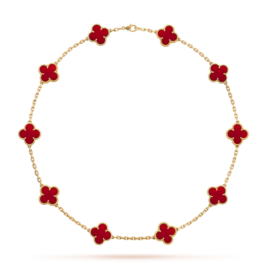 [Rani Jewelry]CLOVER 10 MOTIFS CARNELIAN NECKLACE