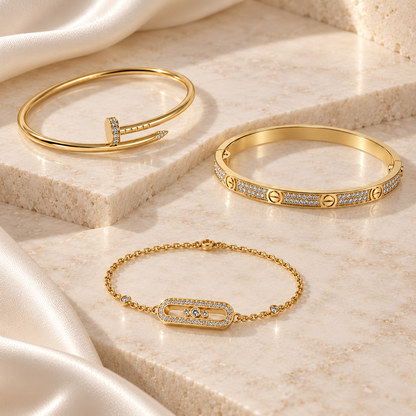 [Rani Jewelry] LOVE & JUSTE Baby Move Diamond Bracelet Stack Set