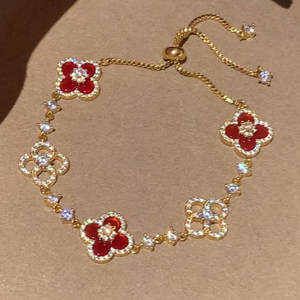 [Rani Jewelry]CLOVER 5 MOTIF PINK BLUE RED WHITE BRACELET