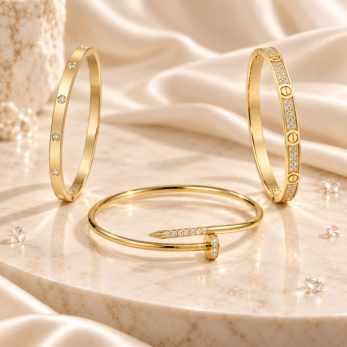 [Rani Jewelry] JUSTE Diamond & LOVE Diamond Bracelet Stack Set