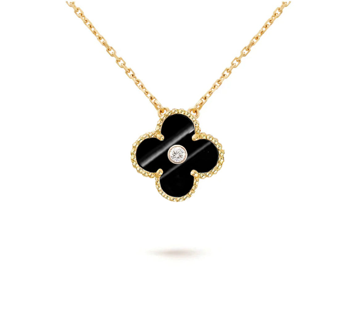 [Rani Jewelry]CLOVER 15MM DIAMOND SINGLE FLOWER NECKLACE COLLECTION
