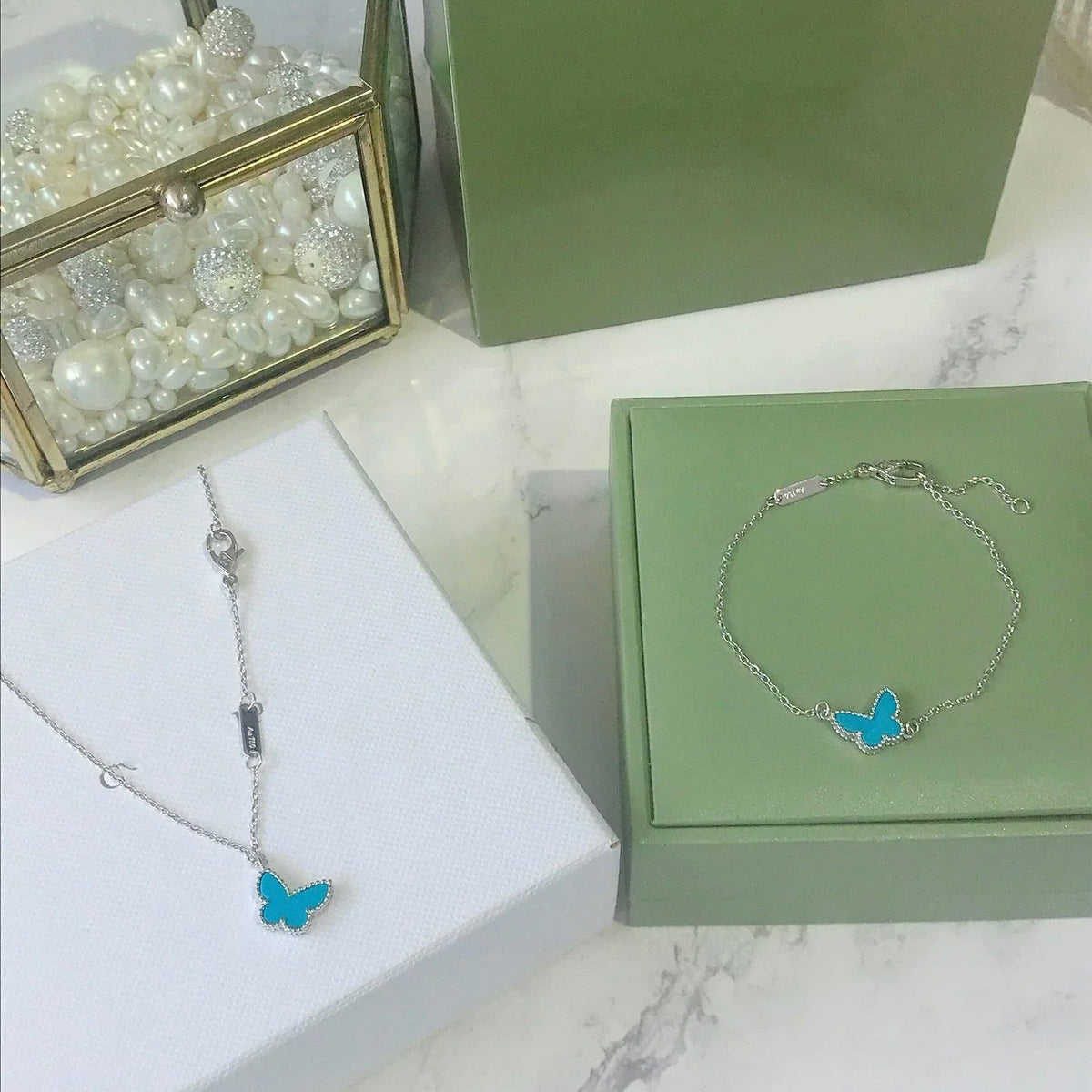 [Rani Jewelry]BUTTERFLY TURQUOISE BUTTERFLY BRACELET SILVER