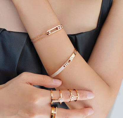 [Rani Jewelry]Move Noa Rose Gold Pavé Diamond Bangle Bracelet