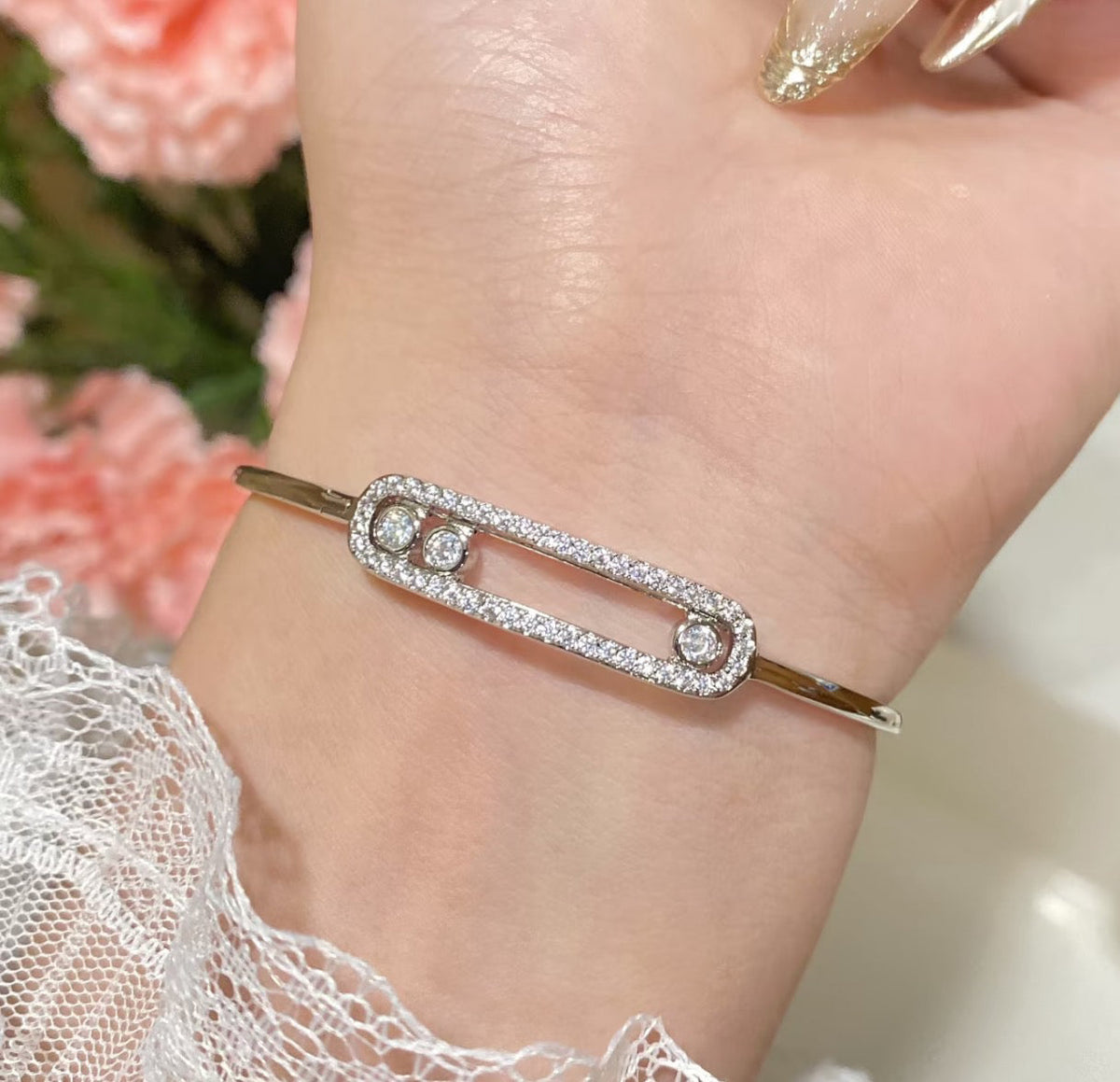 [Rani Jewelry]Move Pavé Diamond Bangle Bracelet M