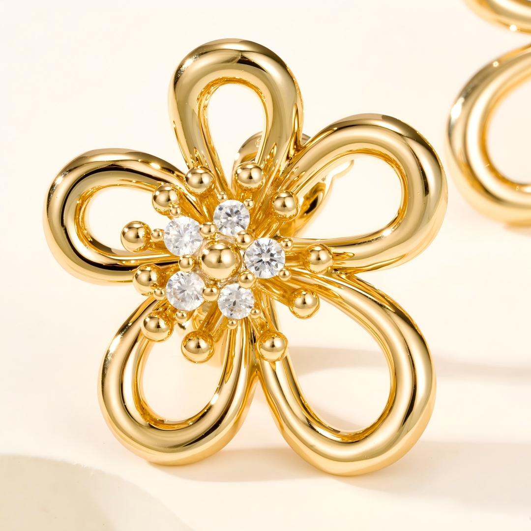 [Rani Jewelry] FLOWERLACE EARRING 5 DIAMONDS