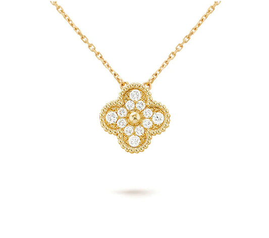 [Rani Jewelry]CLOVER 15MM DIAMOND SINGLE FLOWER NECKLACE COLLECTION