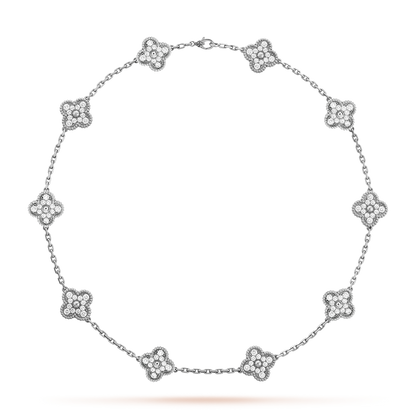 [Rani Jewelry]CLOVER 10 MOTIFS DIAMOND NECKLACE