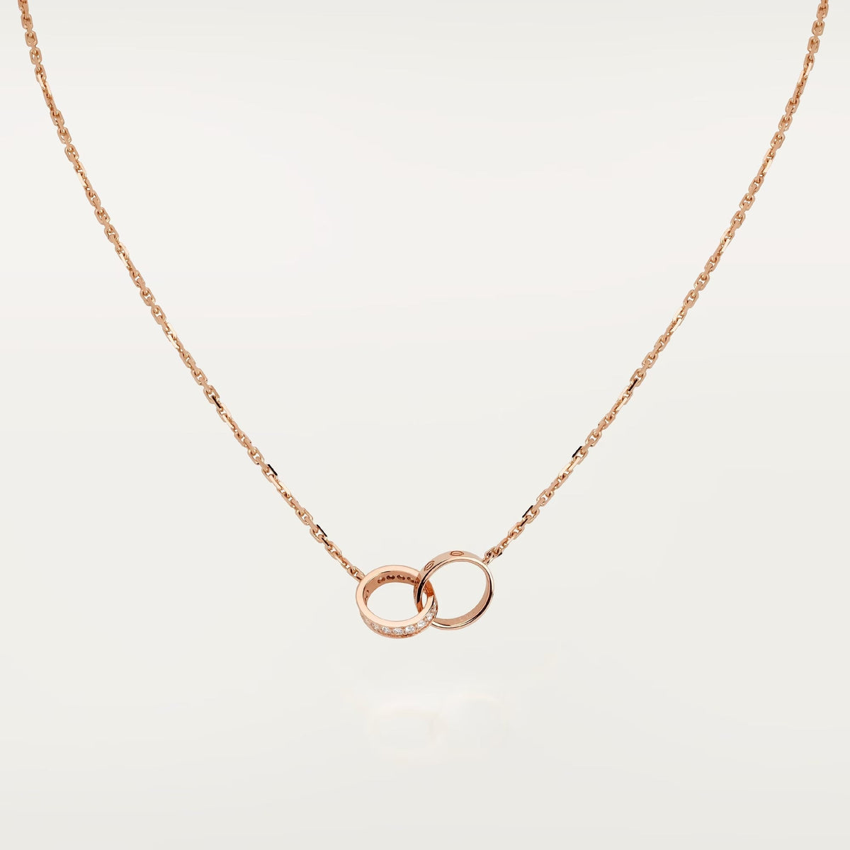 [Rani Jewelry] LOVE DOUBLE RING HALF DIAMOND NECKLACE