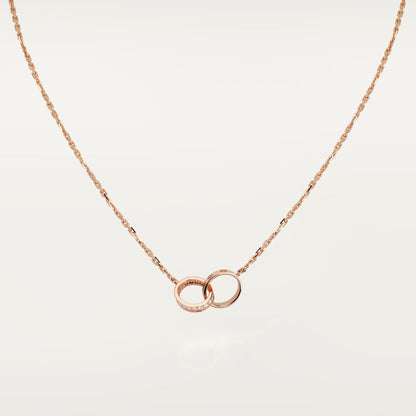 [Rani Jewelry] LOVE DOUBLE RING HALF DIAMOND NECKLACE