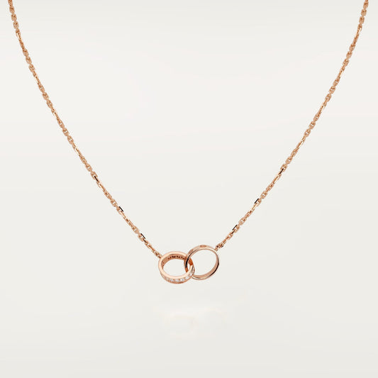 [Rani Jewelry] LOVE DOUBLE RING HALF DIAMOND NECKLACE