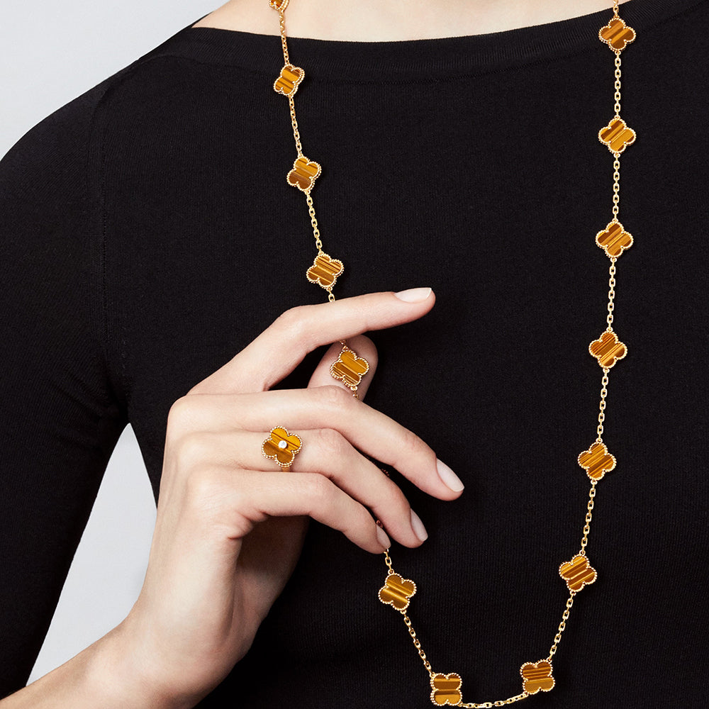 [Rani Jewelry]CLOVER 20 MOTIFS TIGER EYE ROSE GOLD