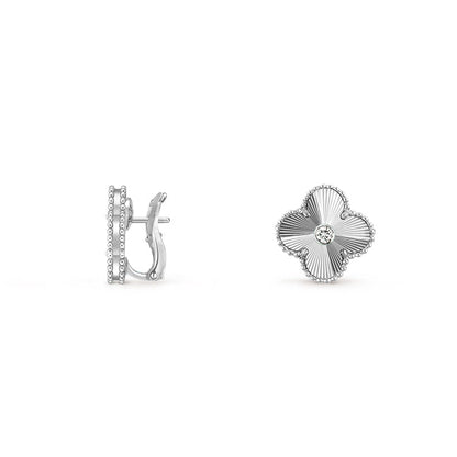 [Rani Jewelry]CLOVER SILVER 15MM MOP DIAMOND EARRINGS COLLECTION