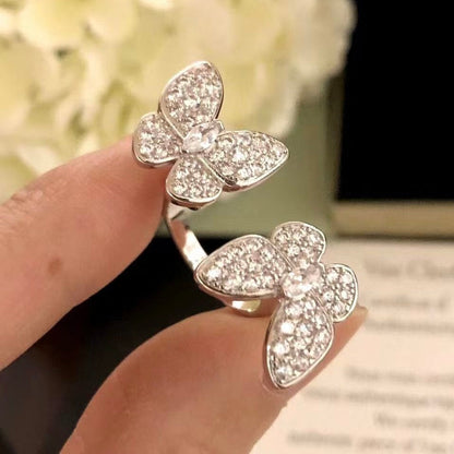 [Rani Jewelry]TWIN SILVER BUTTERFLY DIAMOND RING