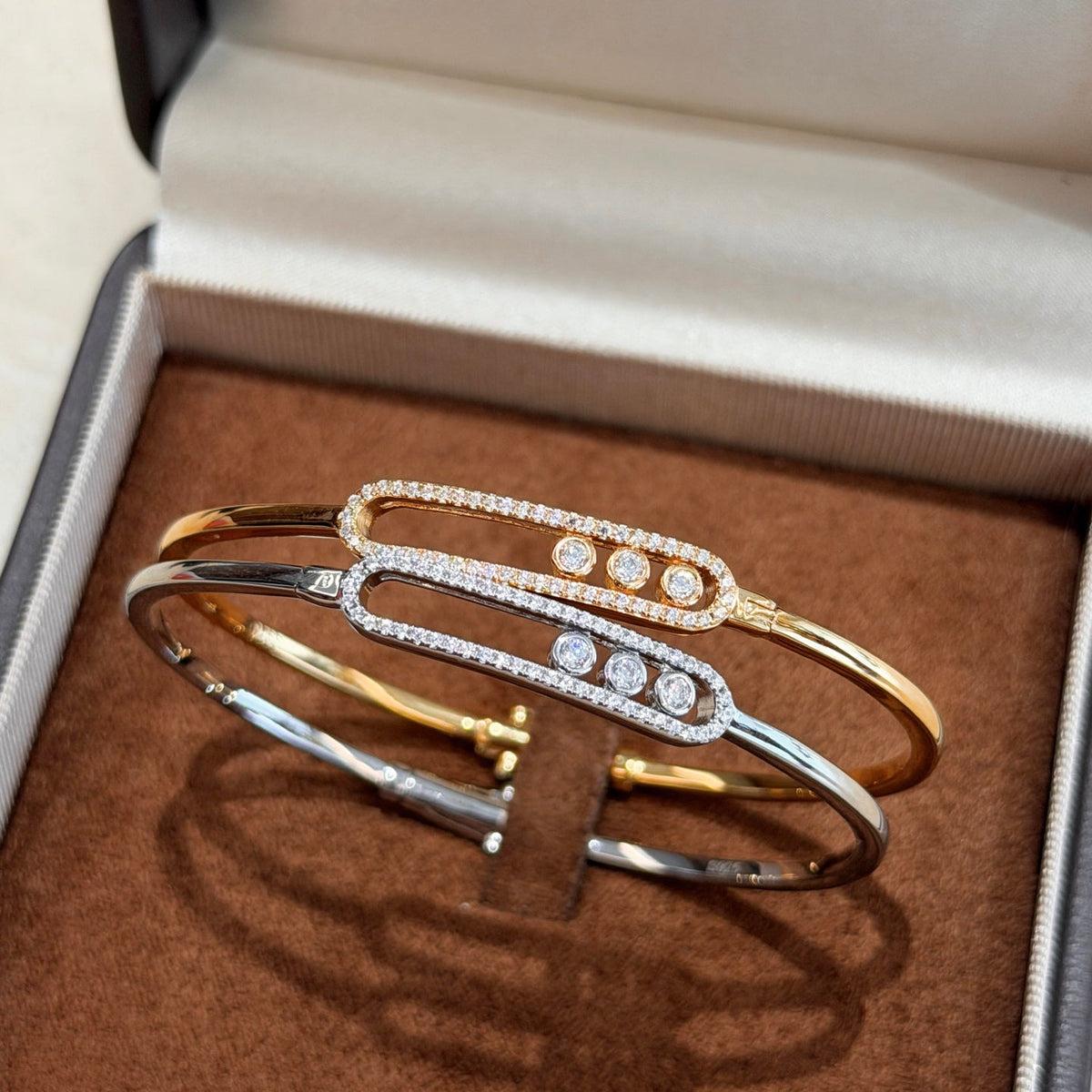 [Rani Jewelry]Move Pavé Diamond Bangle Bracelet M
