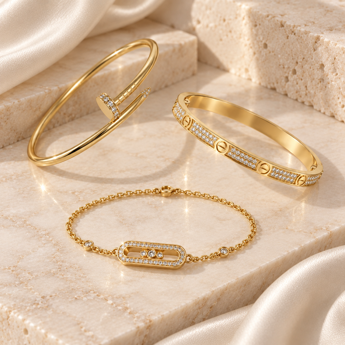 [Rani Jewelry] LOVE & JUSTE Baby Move Diamond Bracelet Stack Set