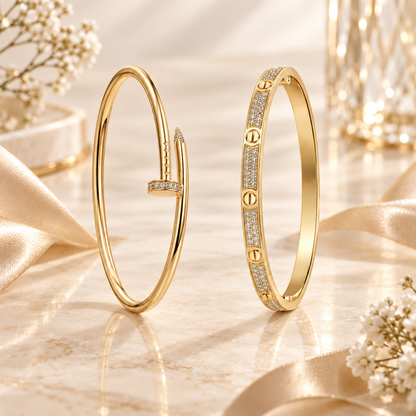 [Rani Jewelry] JUSTE Diamond & LOVE Diamond-Paved Bracelet Stack Set