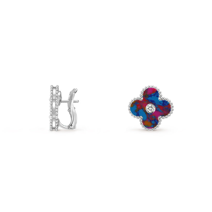 [Rani Jewelry]CLOVER SILVER 15MM MOP DIAMOND EARRINGS COLLECTION