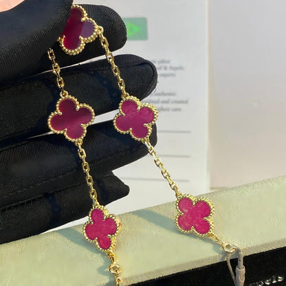 [Rani Jewelry]NEW CLOVER 5 MOTIFS PINK ENAMEL BRACELET