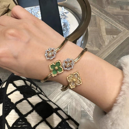 [Rani Jewelry JEWELRY] OPERA TULLE  GOLD BRACELET WITH ENAMEL BACKGROUND