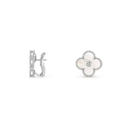[Rani Jewelry]CLOVER SILVER 15MM MOP DIAMOND EARRINGS COLLECTION