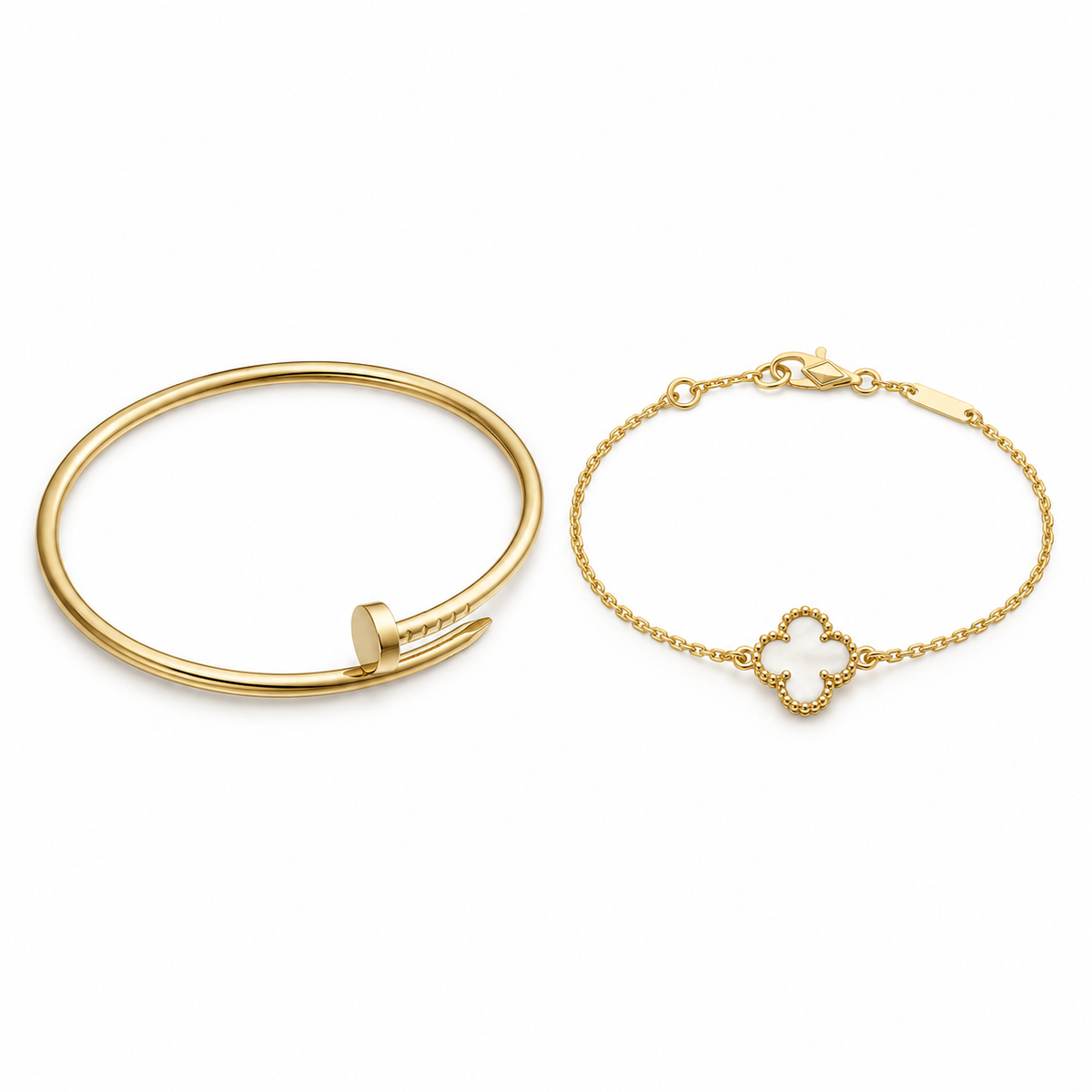 [Rani Jewelry] Clover White Mother-of-Pearl & JUSTE Bracelet Stack Set