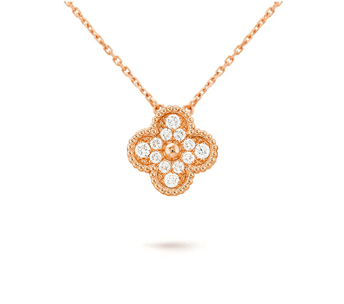 [Rani Jewelry]CLOVER 15MM DIAMOND SINGLE FLOWER NECKLACE COLLECTION