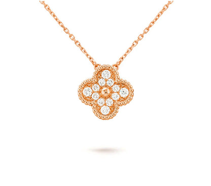 [Rani Jewelry]CLOVER 15MM DIAMOND SINGLE FLOWER NECKLACE COLLECTION
