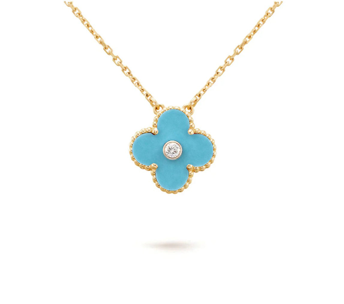 [Rani Jewelry]CLOVER 15MM DIAMOND SINGLE FLOWER NECKLACE COLLECTION