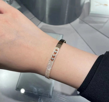 [Rani Jewelry]Move Noa Rose Gold Pavé Diamond Bangle Bracelet