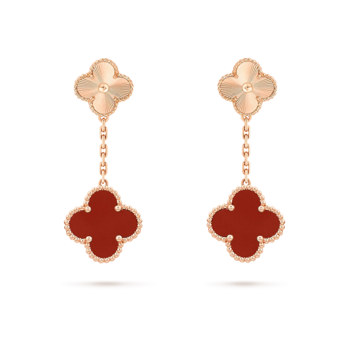 [Rani Jewelry]CLOVER 2 MOTIF  LASER CARNELIAN EARRINGS