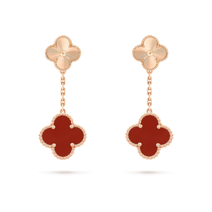 [Rani Jewelry]CLOVER 2 MOTIF  LASER CARNELIAN EARRINGS