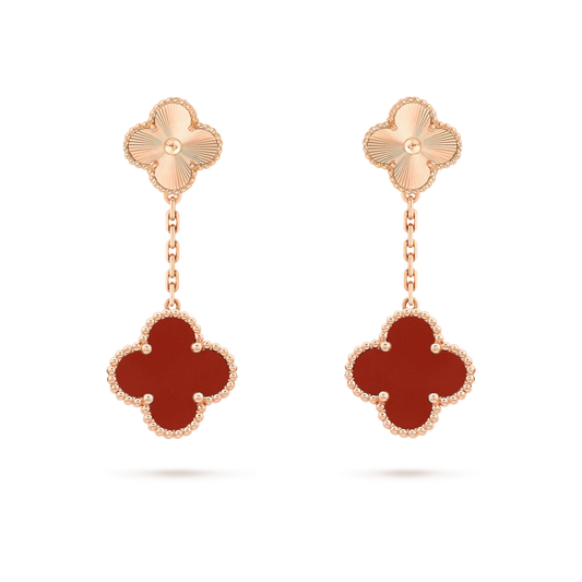 [Rani Jewelry]CLOVER 2 MOTIF  LASER CARNELIAN EARRINGS