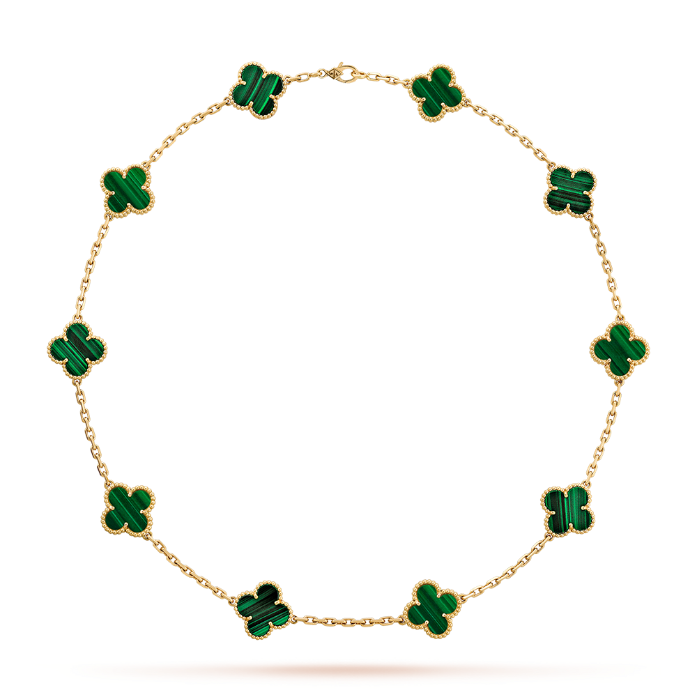 [Rani Jewelry]CLOVER 10 MOTIFS MALACHITE NECKLACE