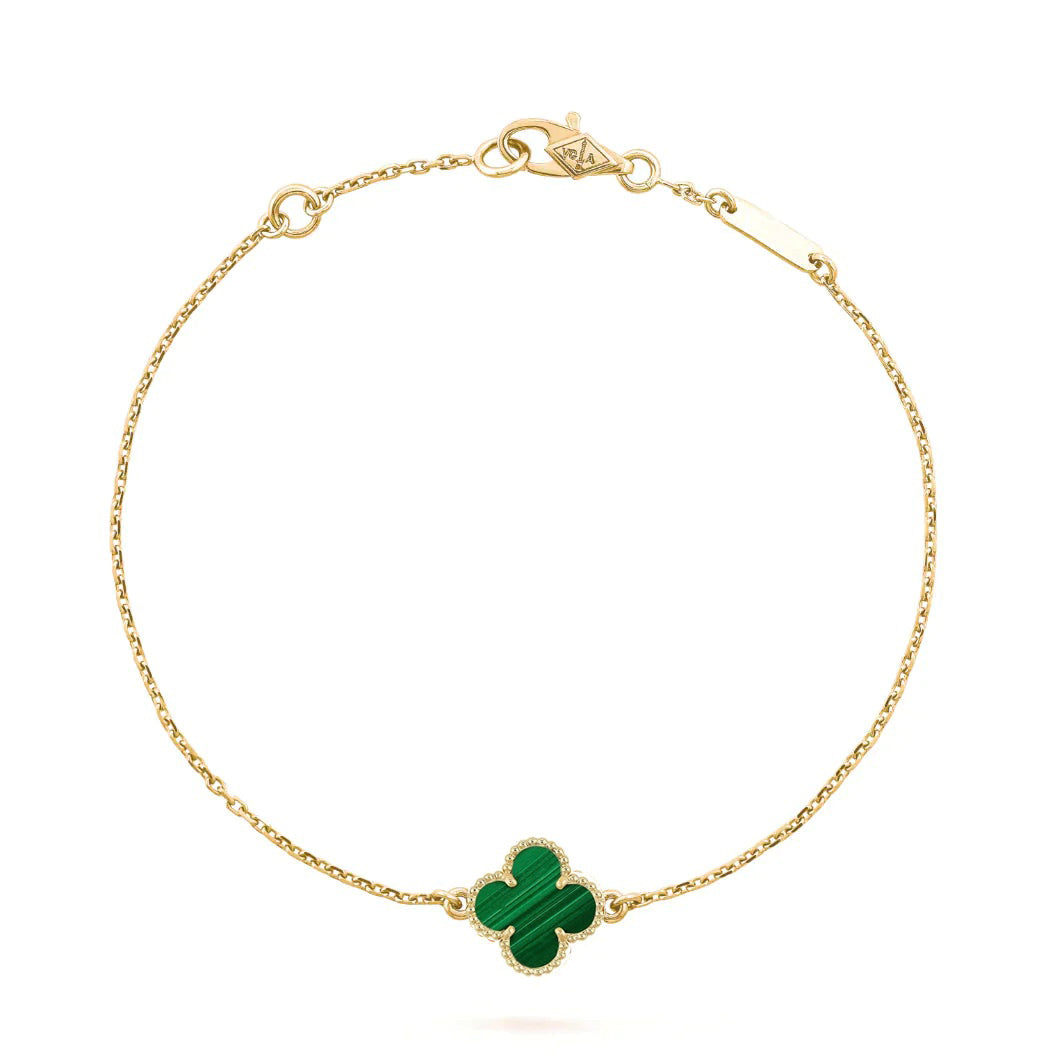 [Rani Jewelry]CLOVER BRACELET MALACHITE 1 MOTIF