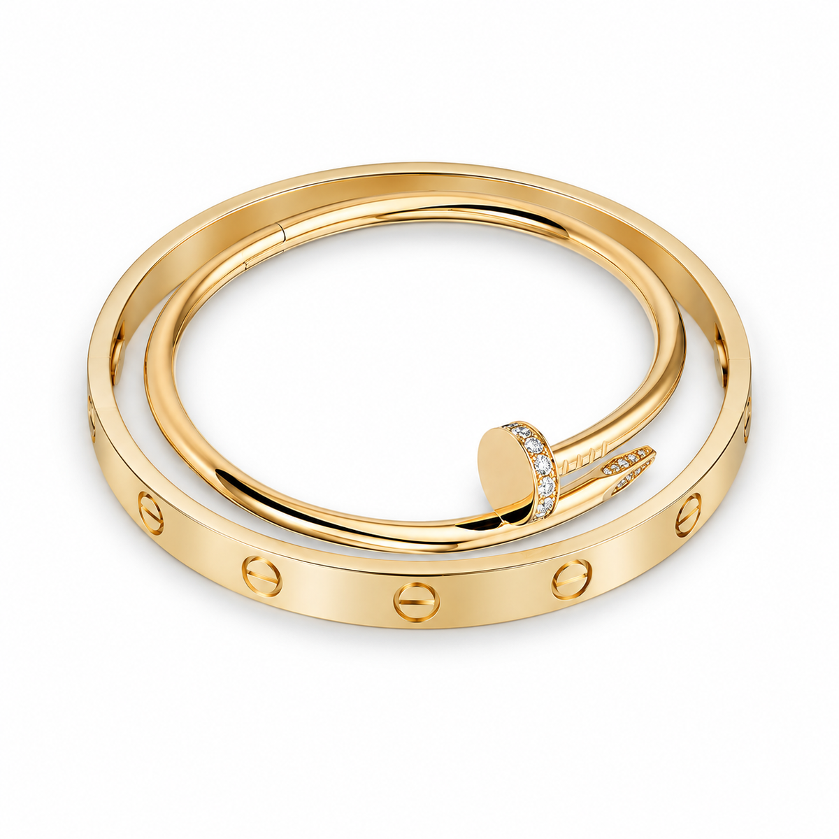 [Rani Jewelry] LOVE Classic & JUSTE Diamond Bracelet Stack Set