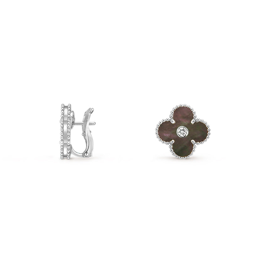 [Rani Jewelry]CLOVER SILVER 15MM MOP DIAMOND EARRINGS COLLECTION