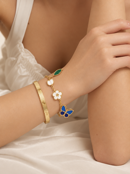 [Rani Jewelry] Lucky Spring Butterfly 5-Motif & LOVE Unlimited Bracelet Stack Set