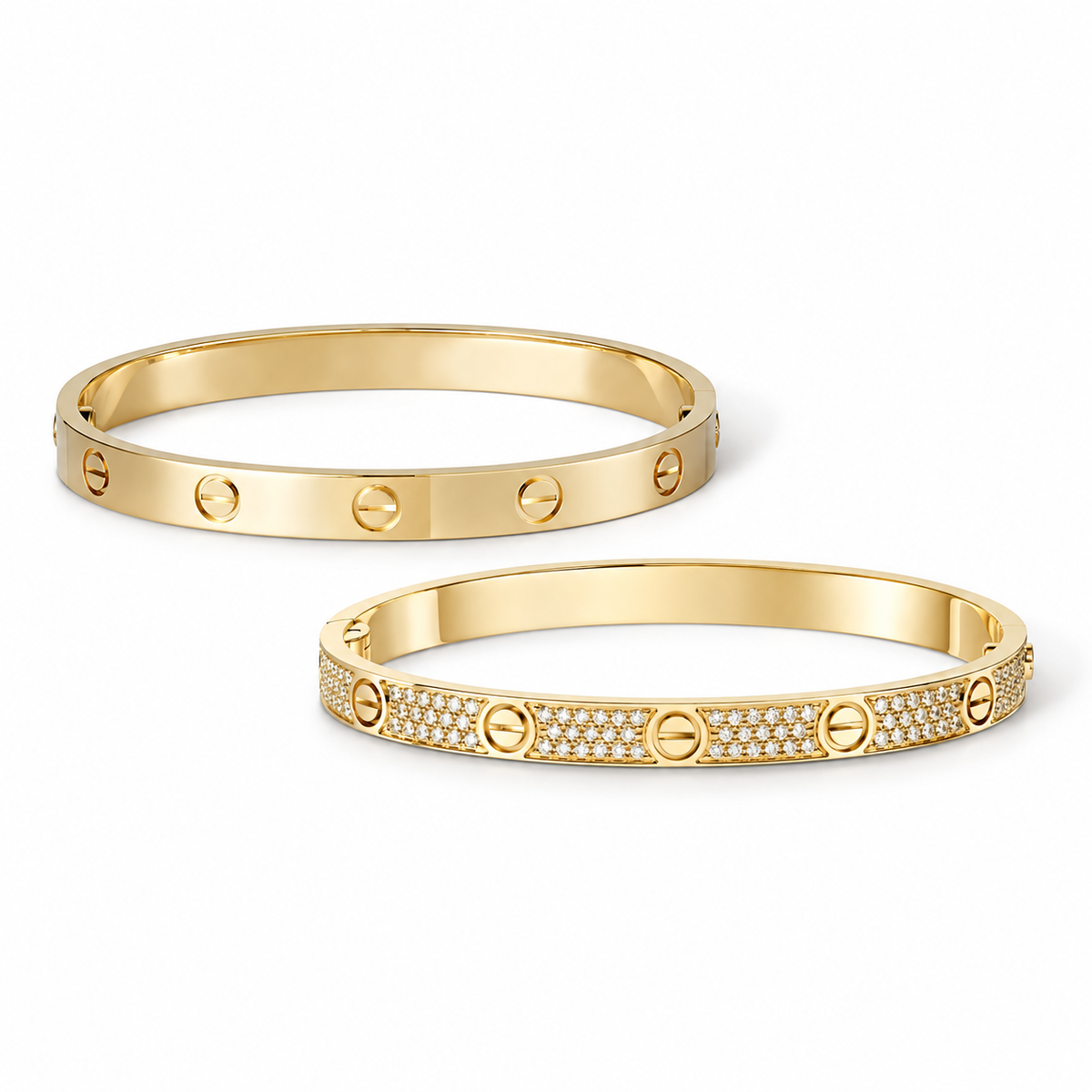 [Rani Jewelry] LOVE  Classic & Diamond-Paved Bracelet Stack Set