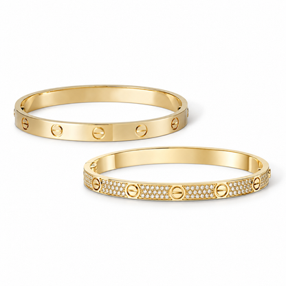[Rani Jewelry] LOVE  Classic & Diamond-Paved Bracelet Stack Set