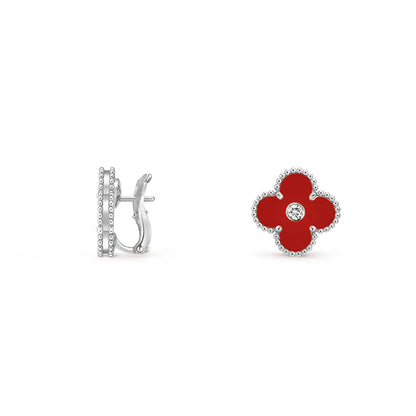 [Rani Jewelry]CLOVER SILVER 15MM MOP DIAMOND EARRINGS COLLECTION