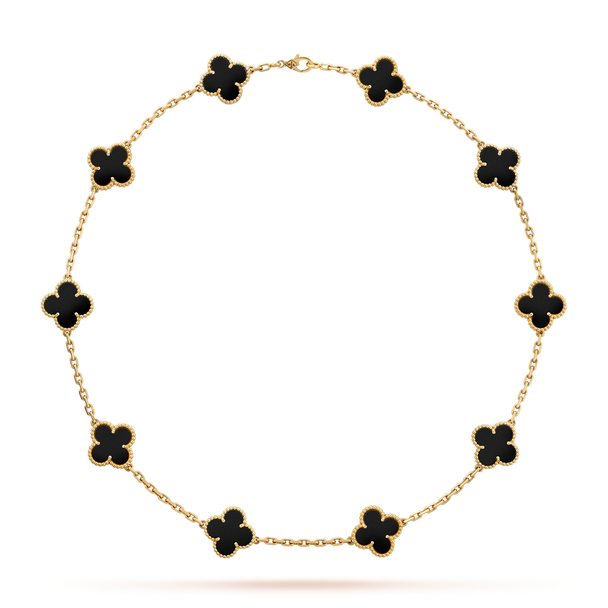 [Rani Jewelry]CLOVER 10 MOTIFS ONYX NECKLACE