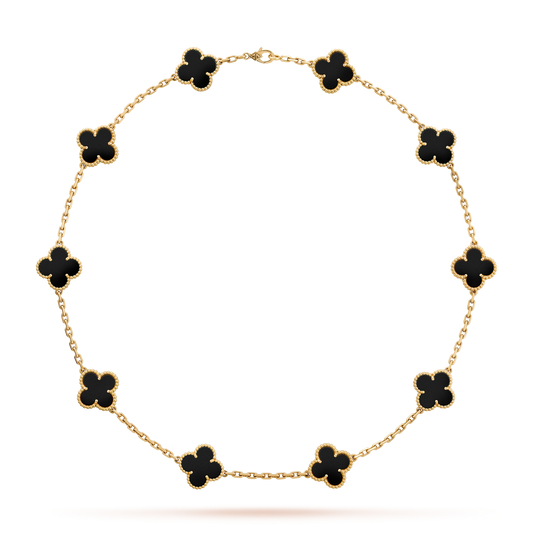 [Rani Jewelry]CLOVER 10 MOTIFS ONYX NECKLACE