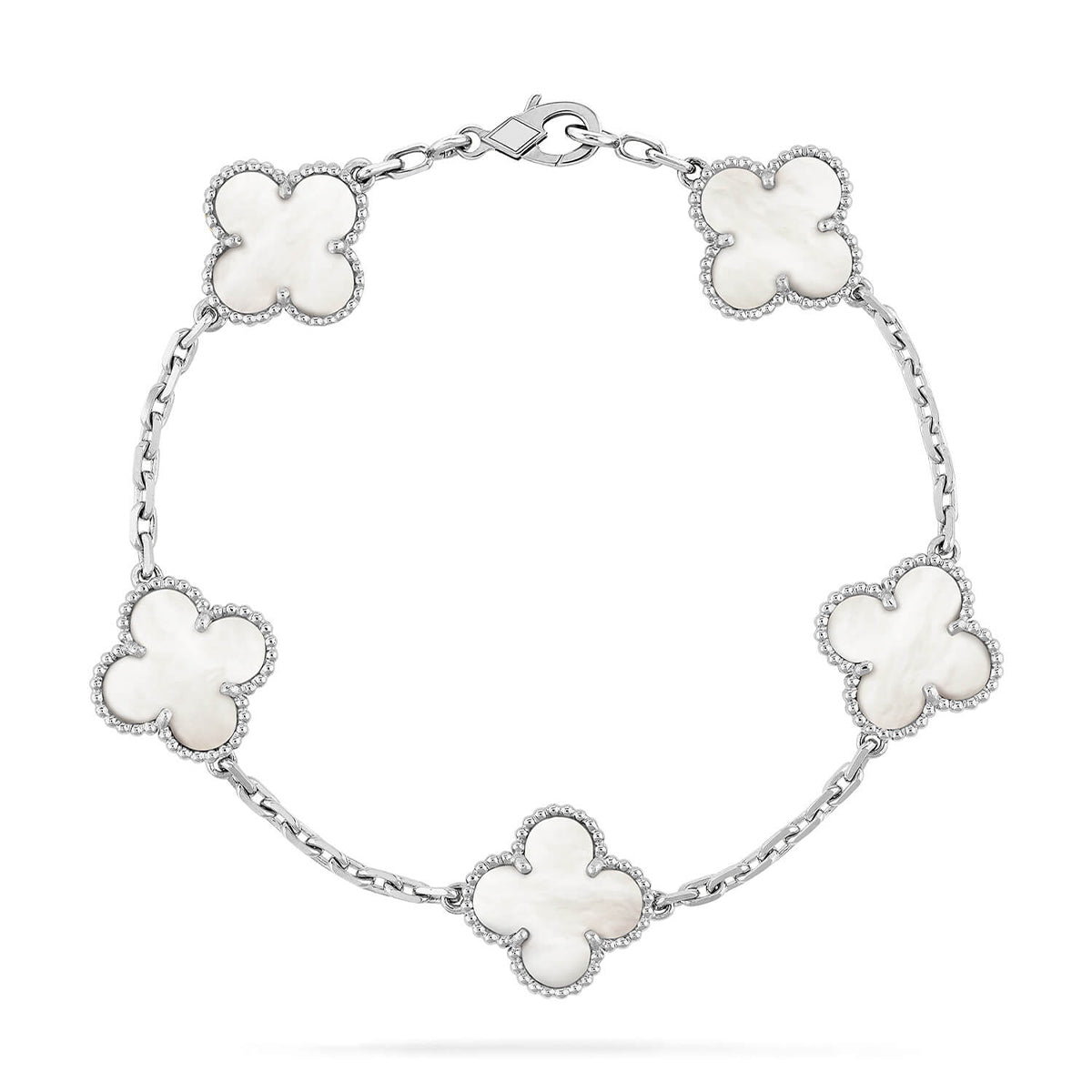 [Rani Jewelry]CLOVER WHITE PEARL MOP 5 MOTIF BRACELET COLLECTION